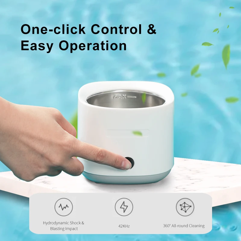 STLF  New 25W Portable Ultrasonic Cleaner Jewelry Dentures Use Super Strong Cleaning Effect Low Noise Electric Power