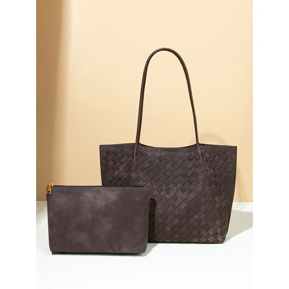 

New Autumn And Winter Handmade Woven Bag, Single Shoulder Armpit Tote Bag, Large Capacity Frosted Retro Mother And Baby Bag