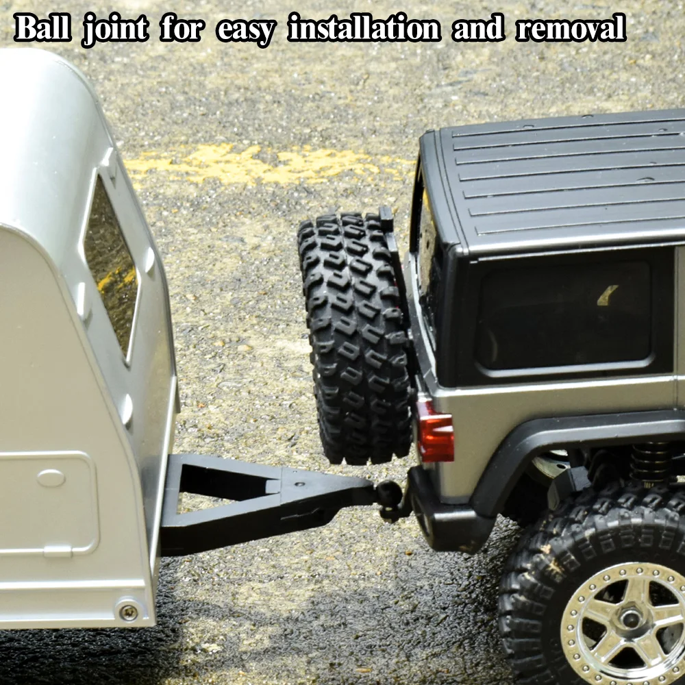 AUSTAR Reizen Camper Trailer Simulatie RV Voertuig Achter Open Deur Dual-as RV Auto met Trekhaak voor 1/18 RC Crawler TRX4M Upgrade