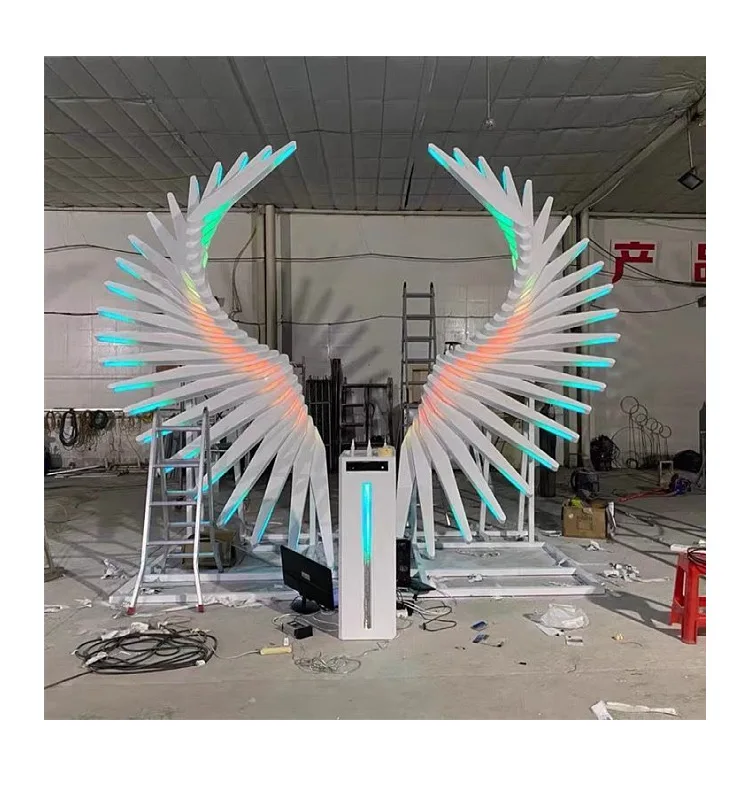 Outdoor installation interactive angel wings somatosensory, human body sensing wings, scenic parks