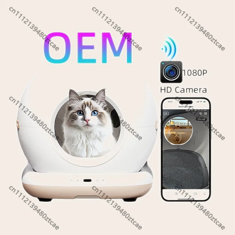 OEM Self-Cleaning Cat Litter Box Robot Automatic Trash Can with Cam Monitoring Tuya APP Control