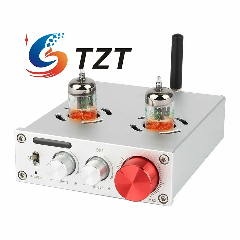 TZT BX1 Hifi Bluetooth Ламповый предусилитель Ламповый предусилитель (черный/серебристый) с лампами GE5654W для усилителей и активных динамиков
