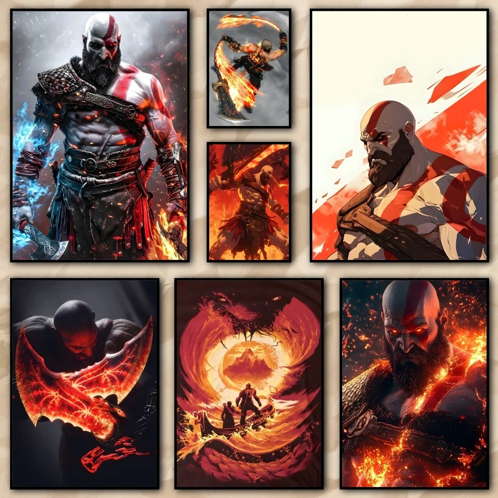 God of War Ragnarok Inspired Classic Vintage Painting Calligraphy Canvas Poster: Crease Free Waterproof Durable All Space Wall