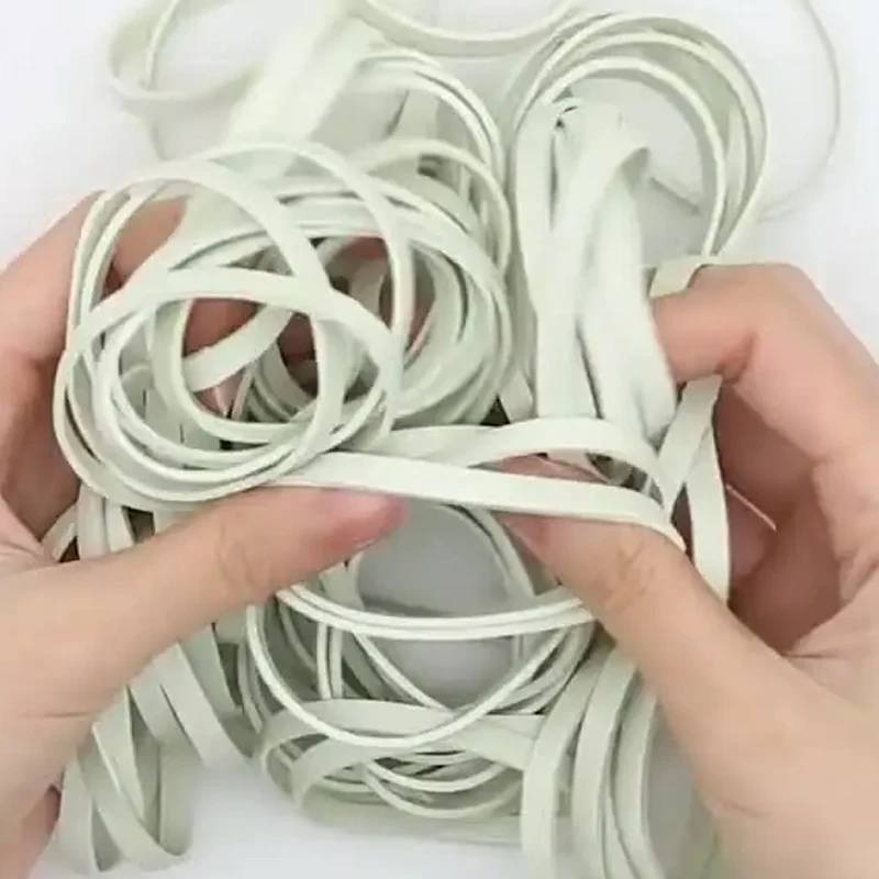 Width 5mm White High Elasticity Rubber Bands Fasteners Stretchable Sturdy Rubber Ring Dia 15~60mm