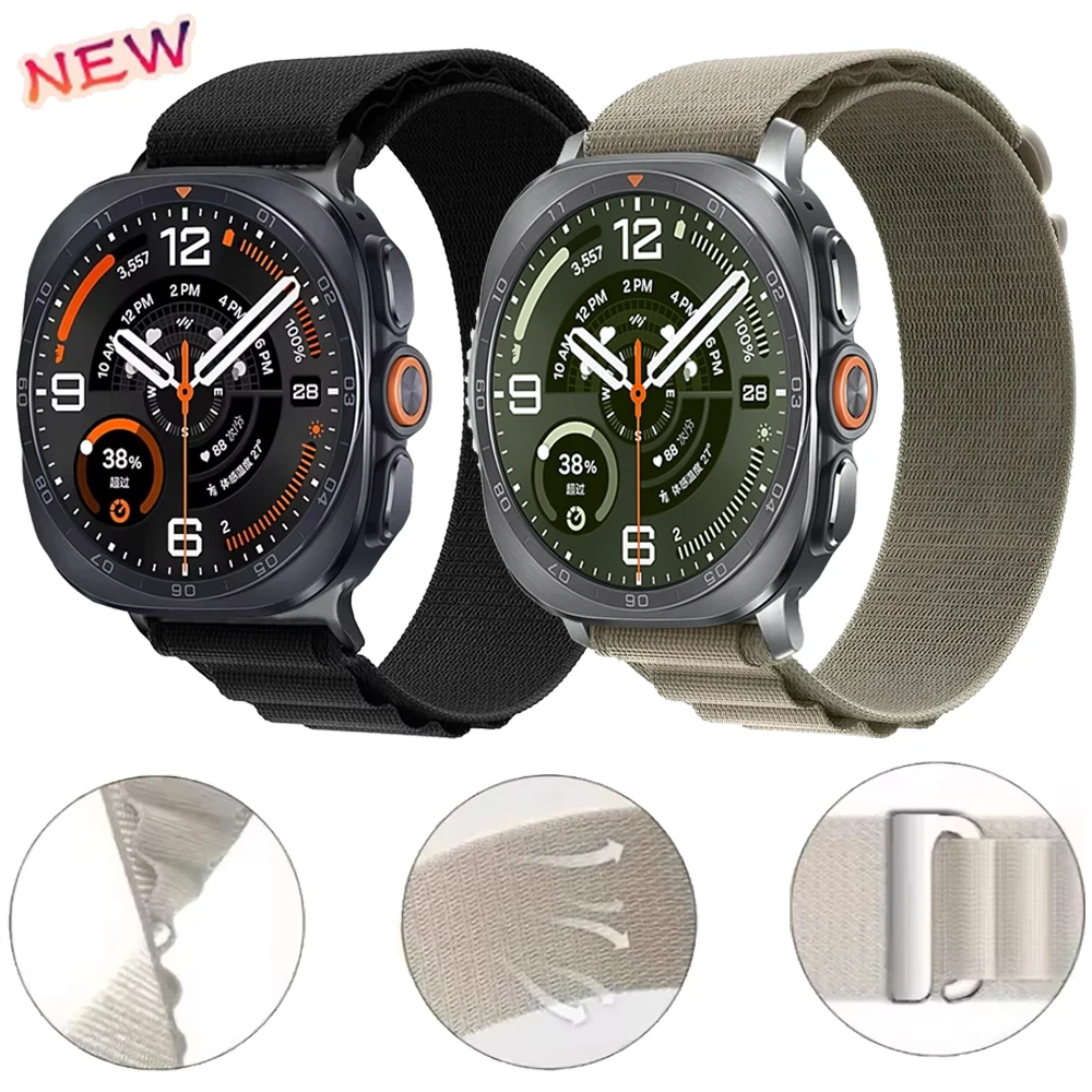 Alpine Nylon Strap for Samsung Galaxy Watch 9/8 40mm 44mm/8 Classic 46 Breathable Adjustable Band for Galaxy Watch Ultra 2 47mm