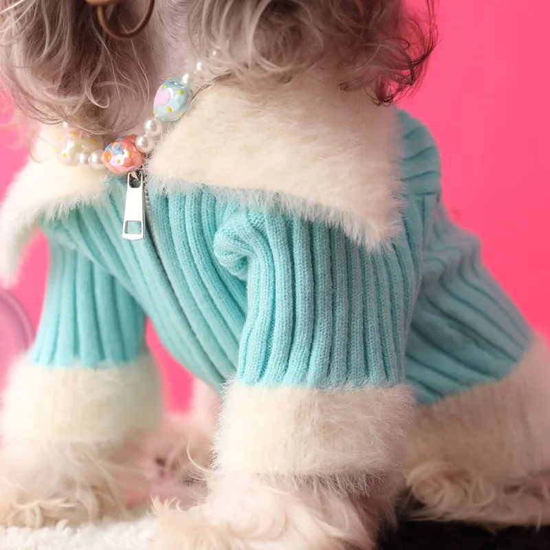 Fashion Pet Warm Sweater Dog Lady Style Sweater Cardigan Coat Knits Clothes For Small Medium Dog Schnauzer Yorkie Sweater XS-2XL