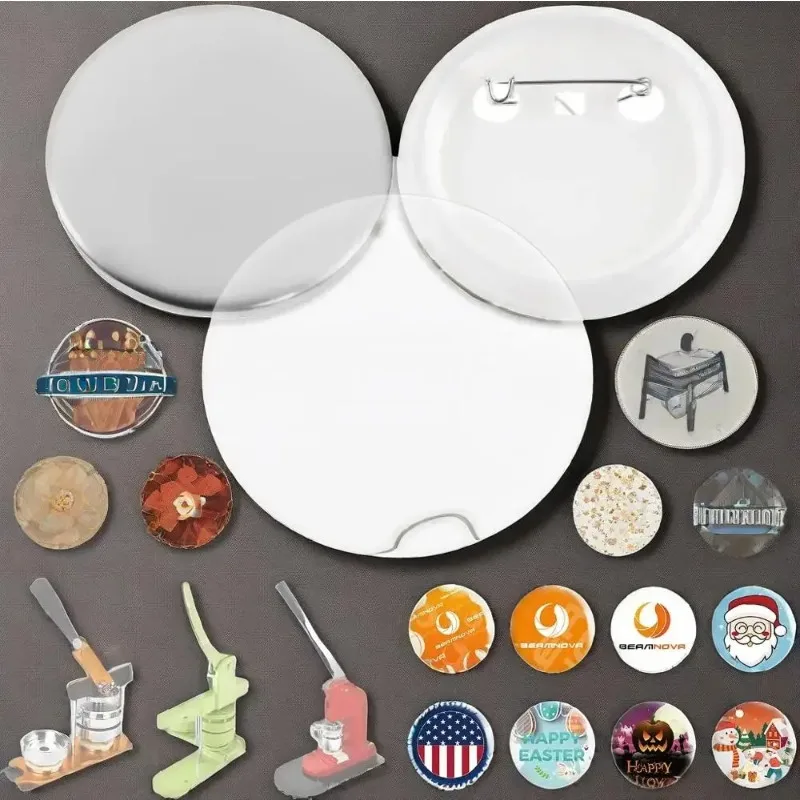 200 Set Blank Material Badge Pin Button Maker Parts Supplies DIY Button Maker Making Punch Press Machine Material Part 37mm 58mm