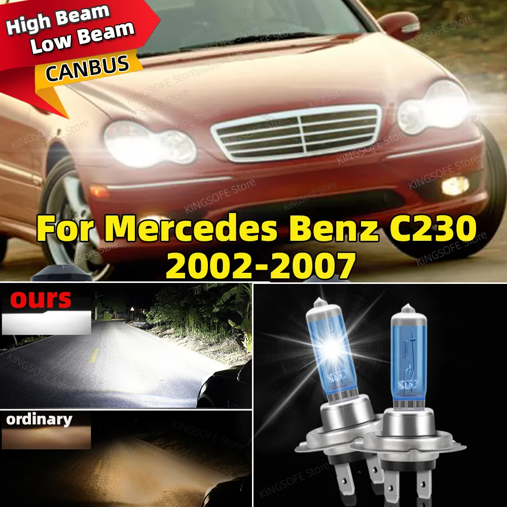 2PCS Halogen Headlight Bulb Super Warm White Light H7 100W 12V Replacement Lamp For Mercedes Benz C230 2002 2003 2004 05 06 2007