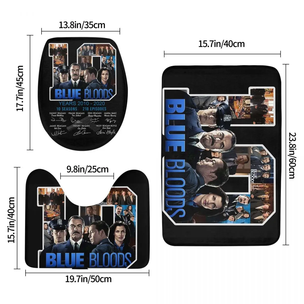 الأزرق الدم العام 2010 - 2020 10 مواسم 3 قطعة حمام حصيرة الحمام مجموعة غطاء المرحاض غطاء ديكور المنزل عدم الانزلاق السجاد سجادة أرضية