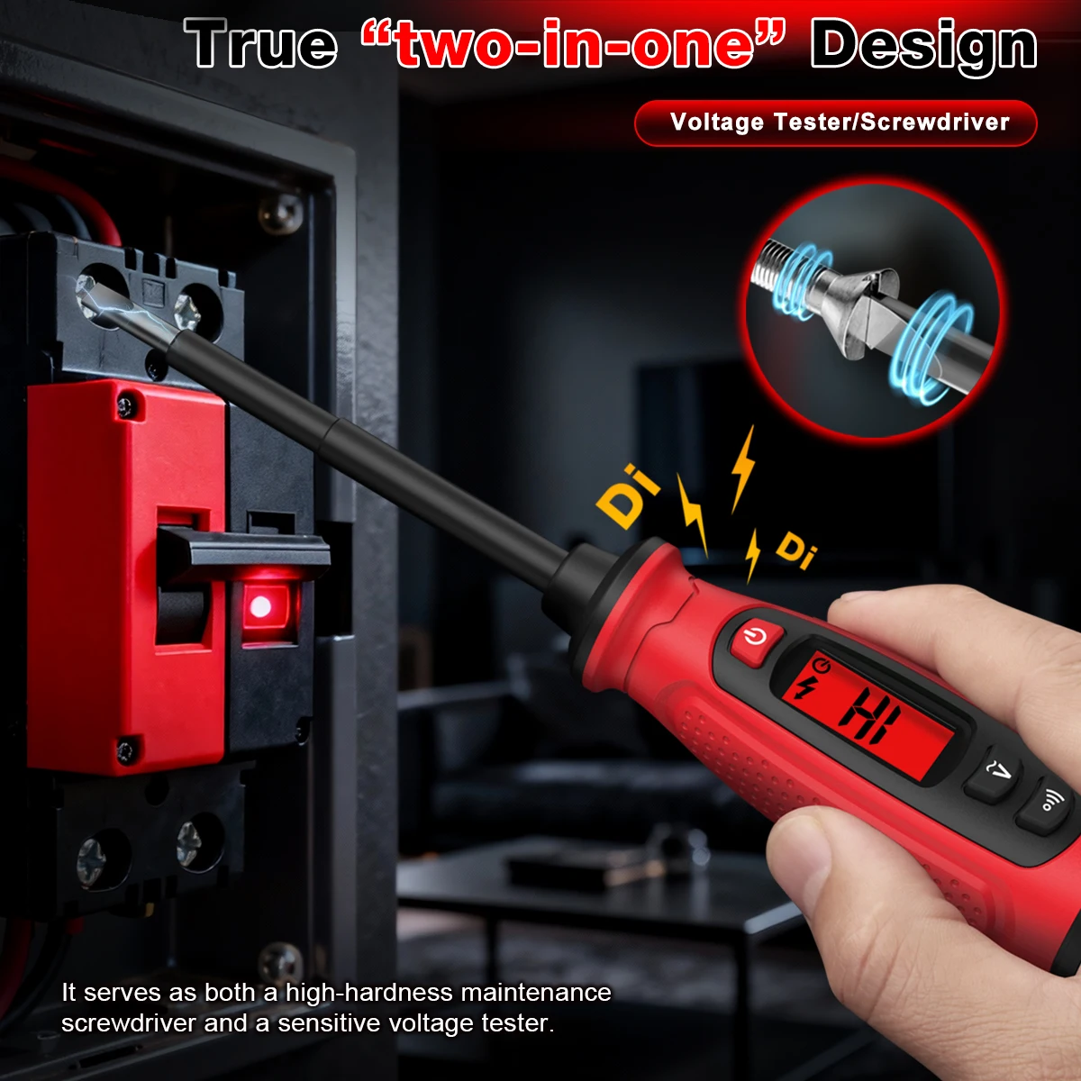 HT95B Digitaler AC-Spannungsprüfer Schraubendreher 3V-500V Berührungsloser Spannungsdetektor Leiter-/Neutralleiter-Test LCD-Anzeige Elektrischer Prüfstift – Detail 8