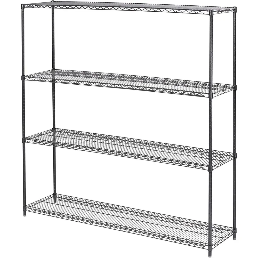 

4-ярусный стеллаж из черной антрацитовой стали с проволочными полками, 72x18x72 дюйма