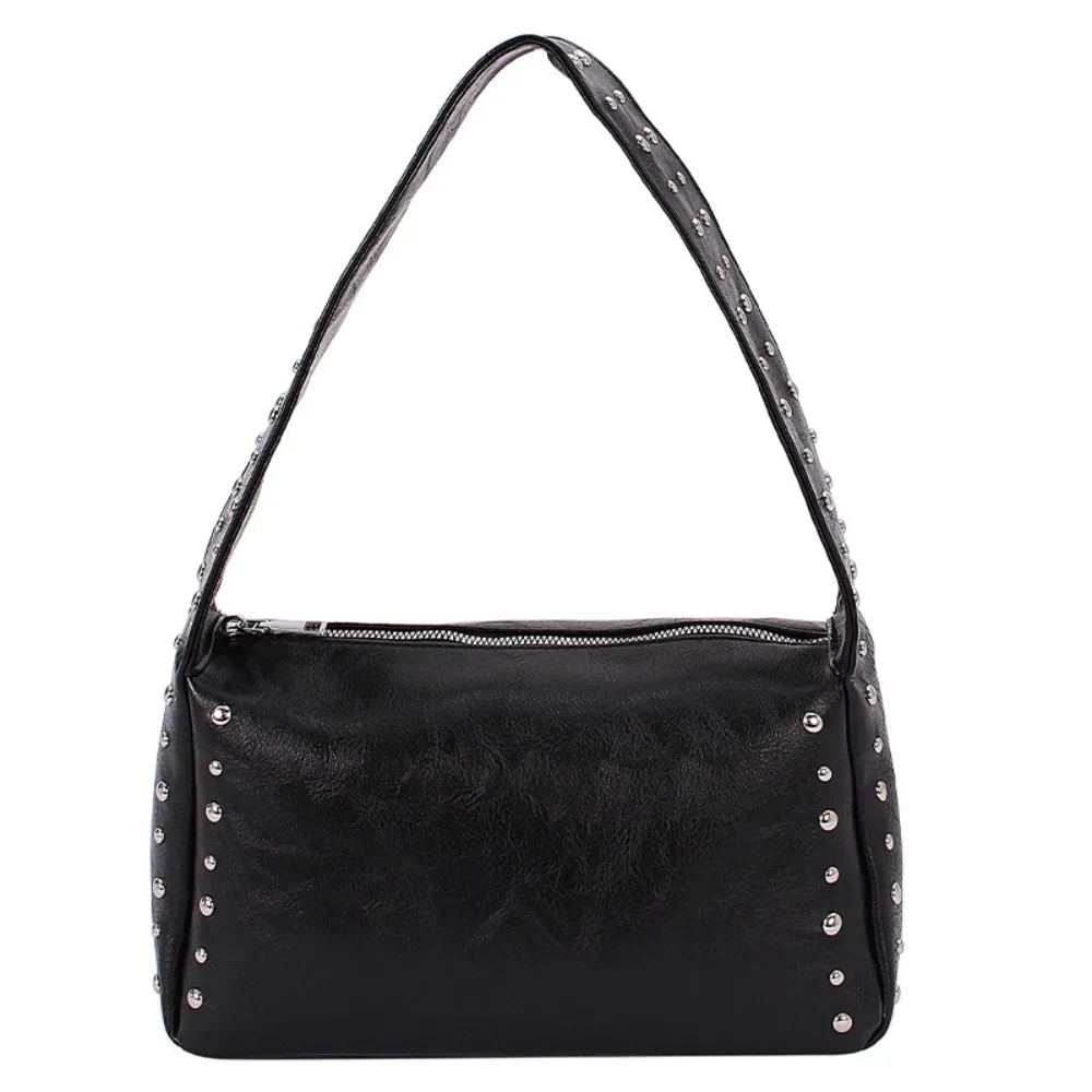 

Portable Spicy Girl Style Retro Rivet Handbag French Leisure Pillow Underarm Bag Punk Square Commuting Shoulder Bag Girls