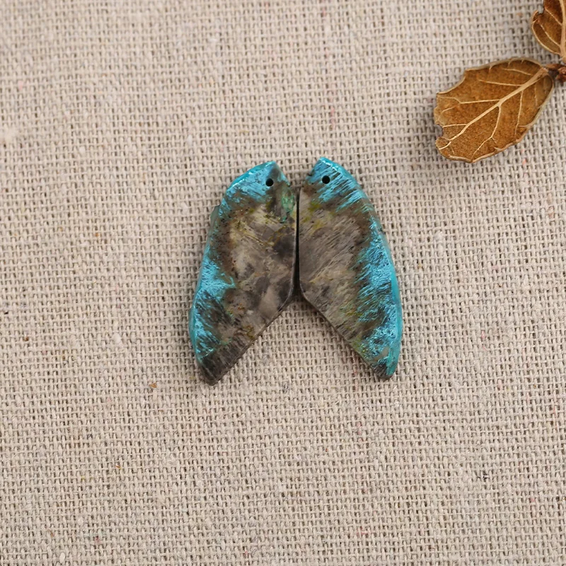 B&F Chrysocolla Earring Beads, Handmade Natural stones beads, Polished Stones for jewelry Making Supplies