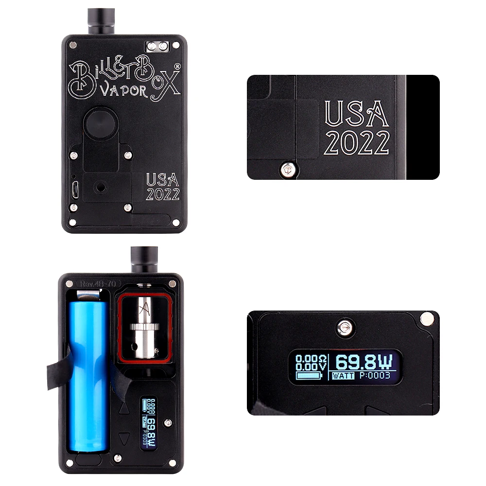 Imagem -06 - Sxk Billet Box v4 Dna 60w 70w Mod Kit Dna60w Chip Sevo 70w Porta Usb Rev.4 Dispositivo Preto com Opção Multi Cor Adesivo Bonito