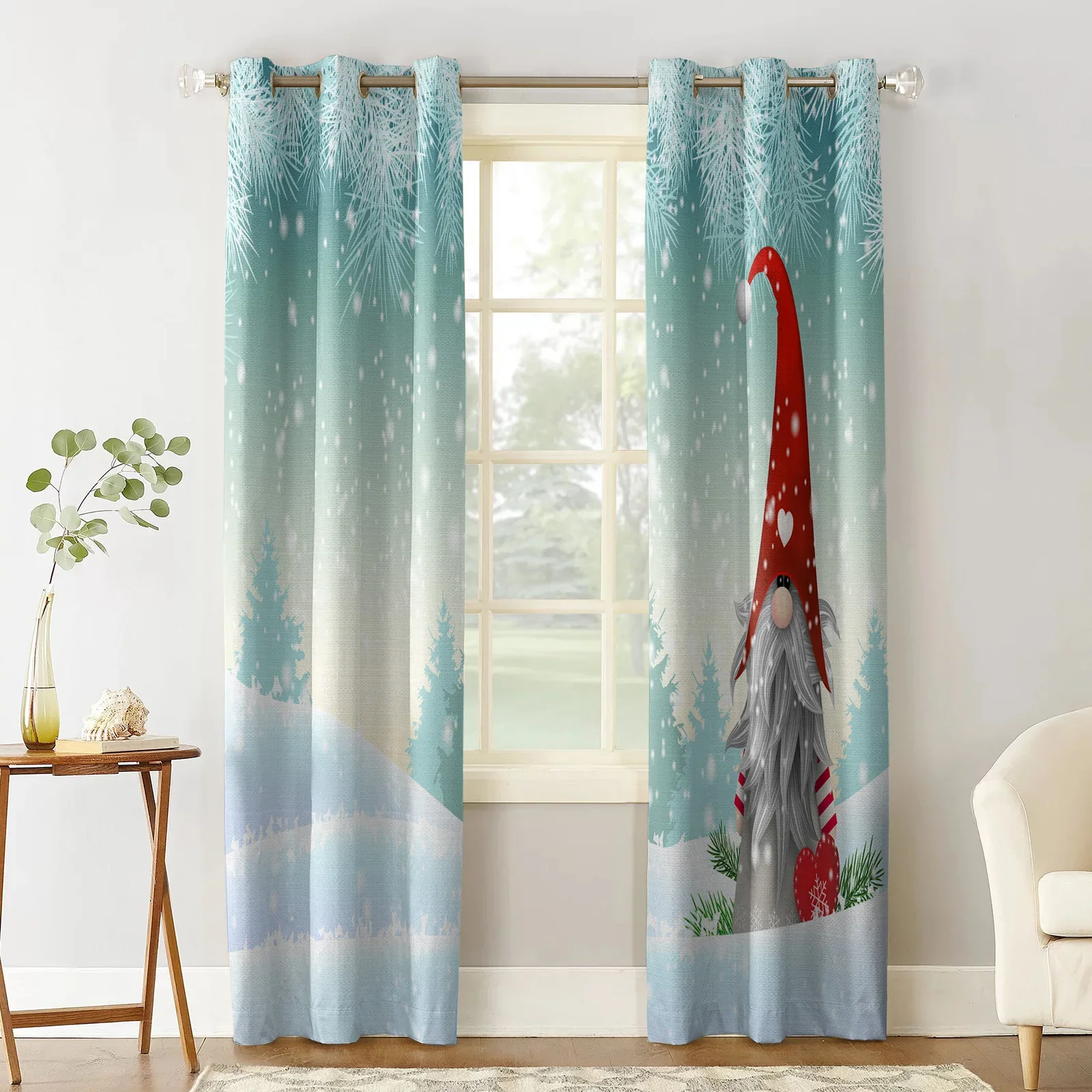 Santa Claus Christmas Decoration Christmas Blackout Curtains 3D Print Window Curtain Bedroom Living Room Decor Window Treatments