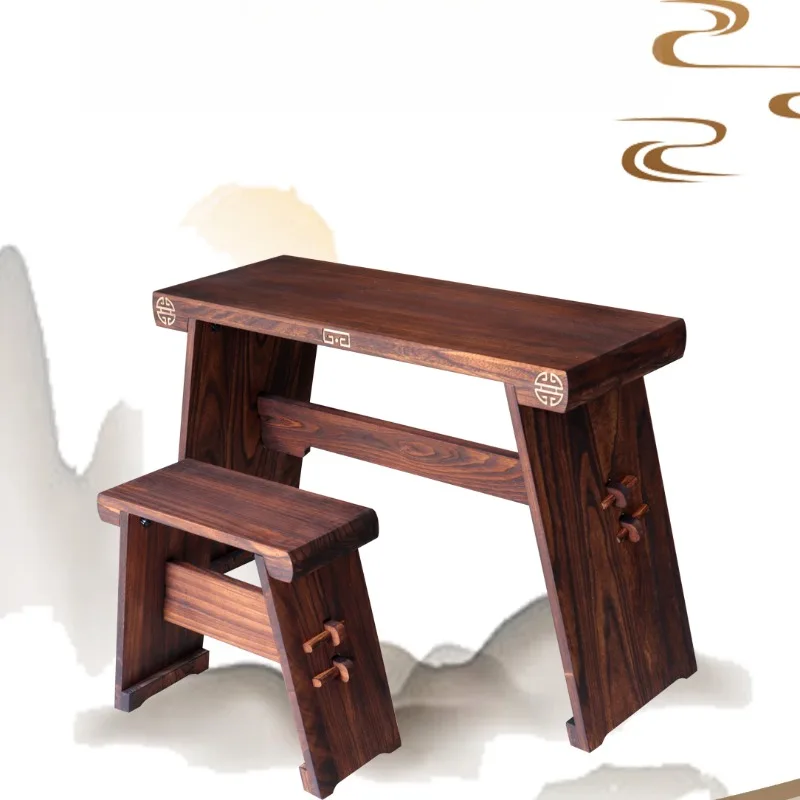 Guqin Table and Bench, Paulownia Solid Wood Desk, Portable Tea or Sinology Desk, Antique Resonance Box, Traditional Furniture