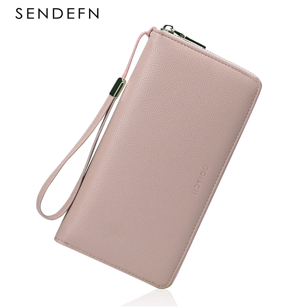 SENDEFN Fashion Women Zipper Coin High Quality Handbag Cell Phone Pocket Female Wallet RFID Card Holder Ladies Clutch Purse 182