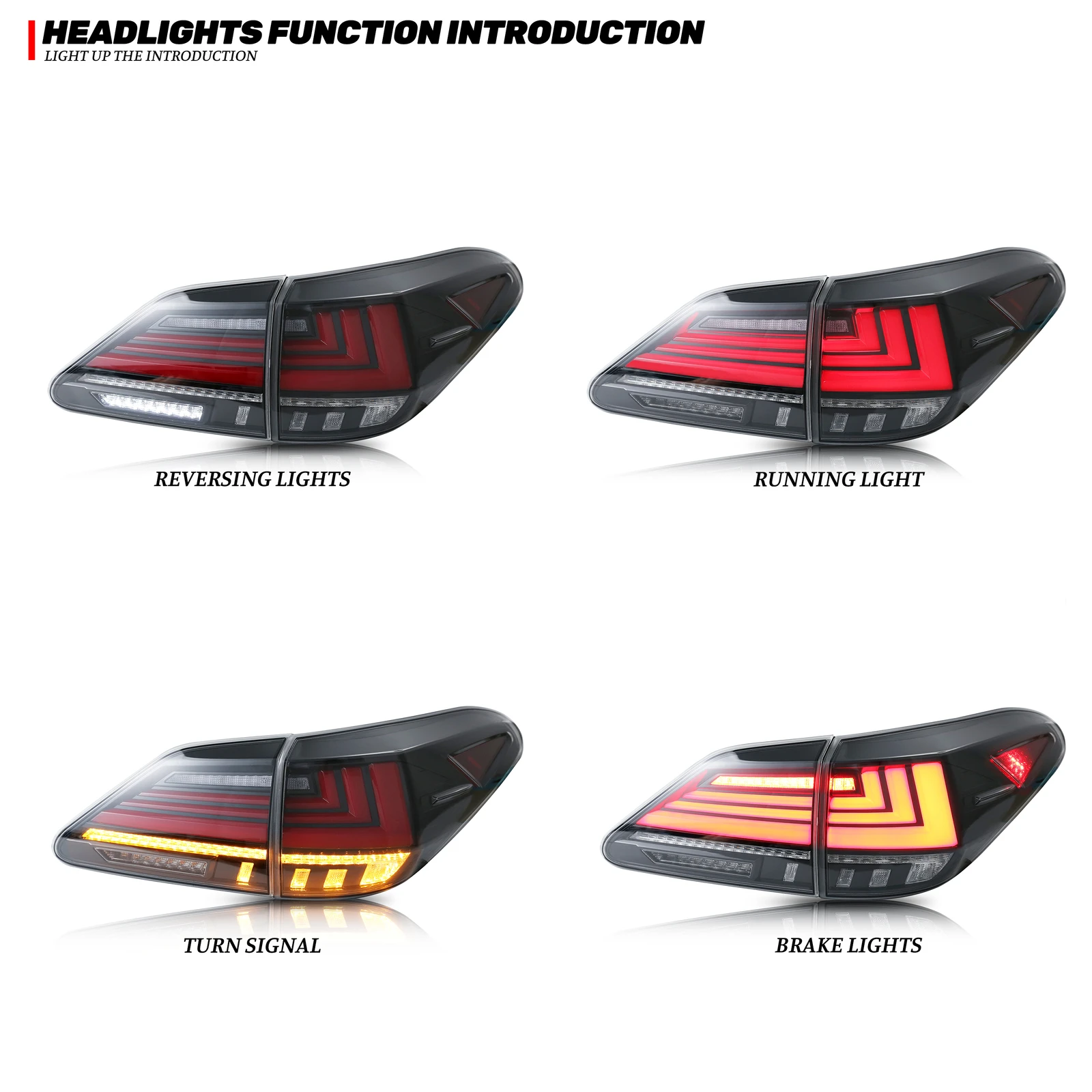 Conjunto de luces traseras LED para Lexus RX350 RX450h 2010-2015 conjunto de luces traseras transparentes de animación dinámica intermitente secuencial