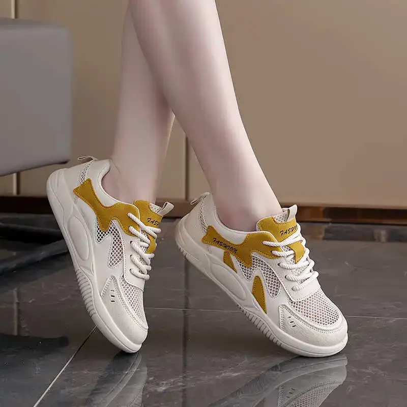 Перфорированные кроссовки на толстой подошве для подростков, туфли-лодочки, женские спортивные брендовые кроссовки в стиле ретро, распродажа Vip, 2025 г.