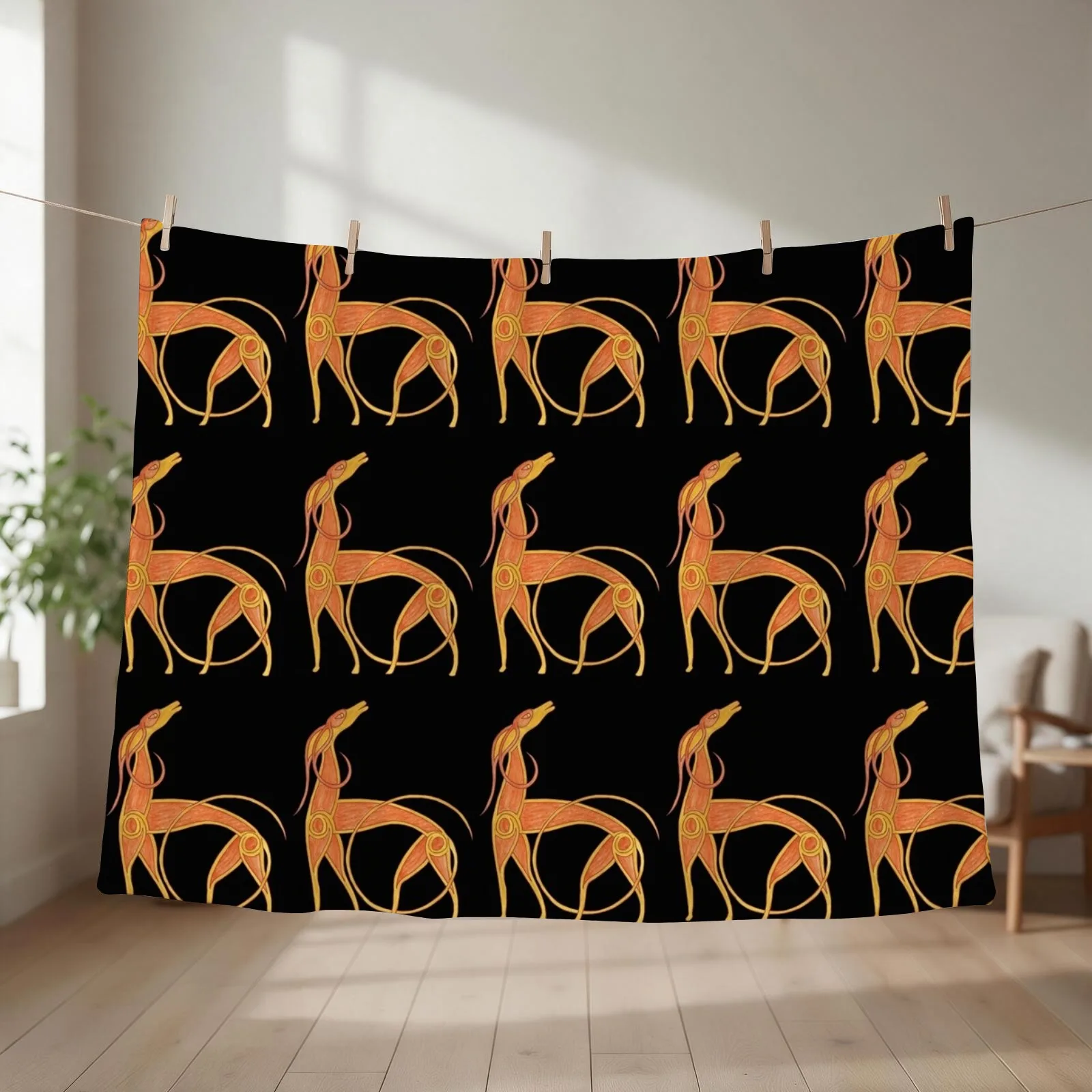 Celtic Anglo Saxon Greyhound Hound Lurcher Dog Throw Blanket couch cozy soft plush fuzzy picnic outdoor blanket