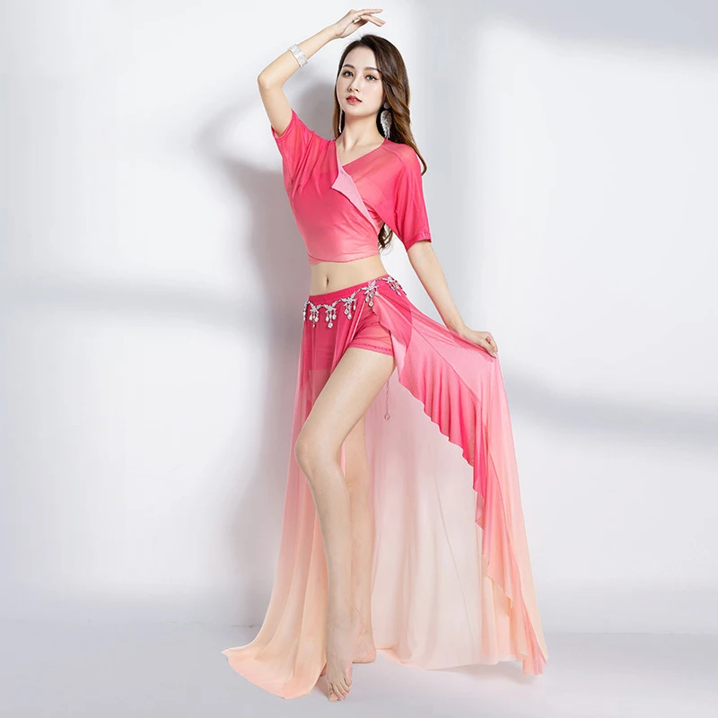 Belly Dance Suit Top Long Skirt Set For Women 2024 New Oriental Belly Dance Costume Female Practice Dancing Clothes Lesson Wear