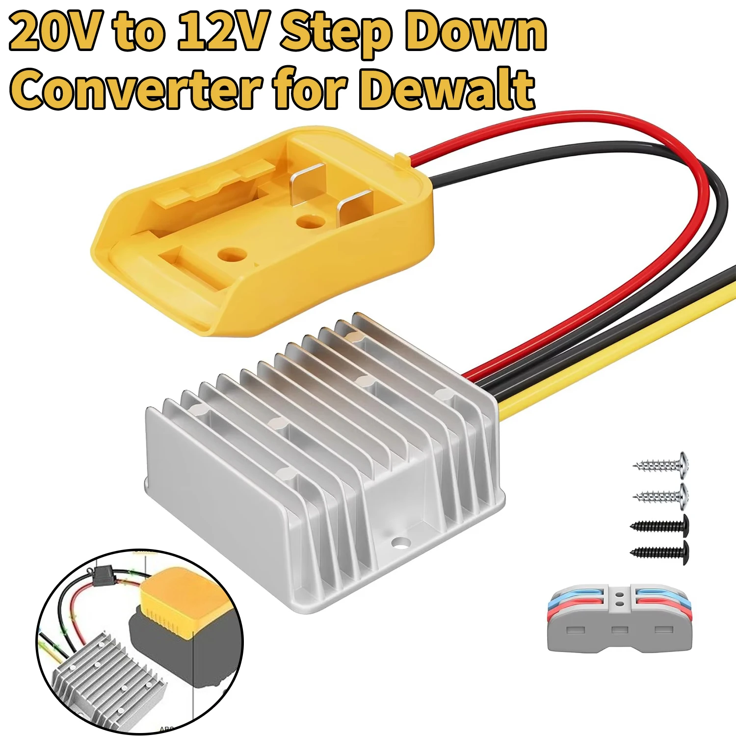 20 V to 12 V Step Down Converter for Dewalt 20 V Battery,Converter Power Wheel Battery Adapter with Over Discharge Protection
