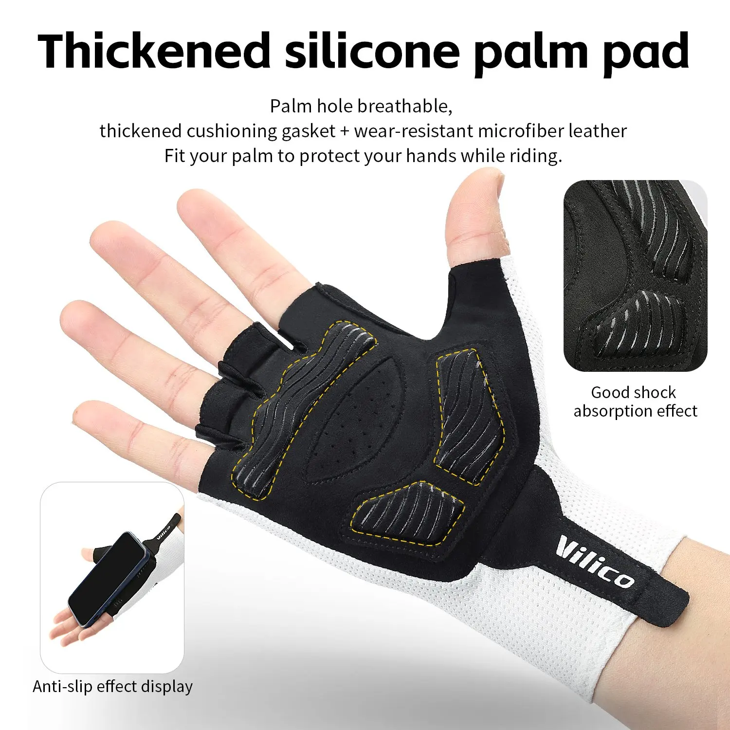 قفازات قصيرة لركوب الدراجات بدون أصابع قفازات مضادة للانزلاق قماش ليكرا للدراجة نصف إصبع قفاز لسباق الدراجات الجبلية على الطرق