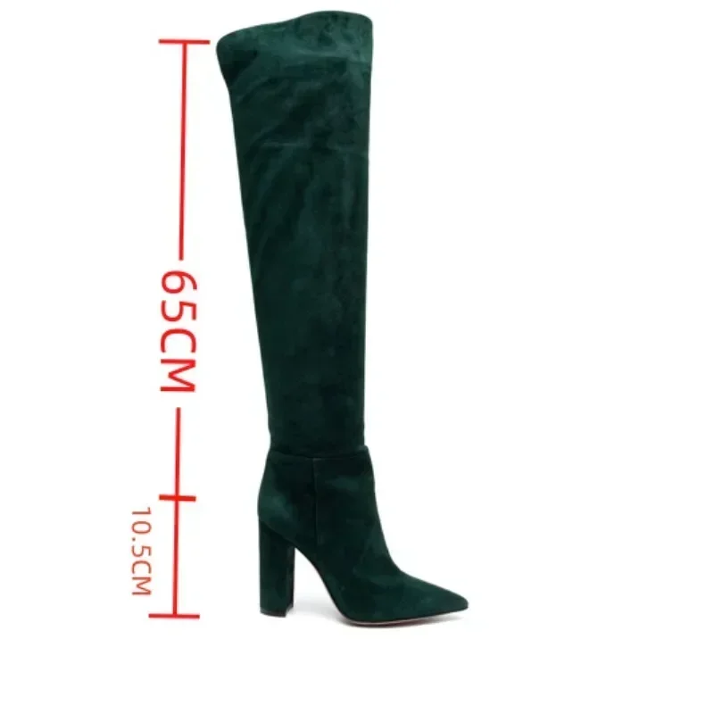 European and American Fashion, High Heels, Knee High Walking Boots, Ladies' British Style Versatile Suede Knight Boots