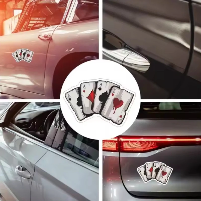 

Retro Poker Spades A Pattern Motorcycle Stickers Car Moto Helmet Sticker Truck Vehicle Car Window Decals Decoration Accessories