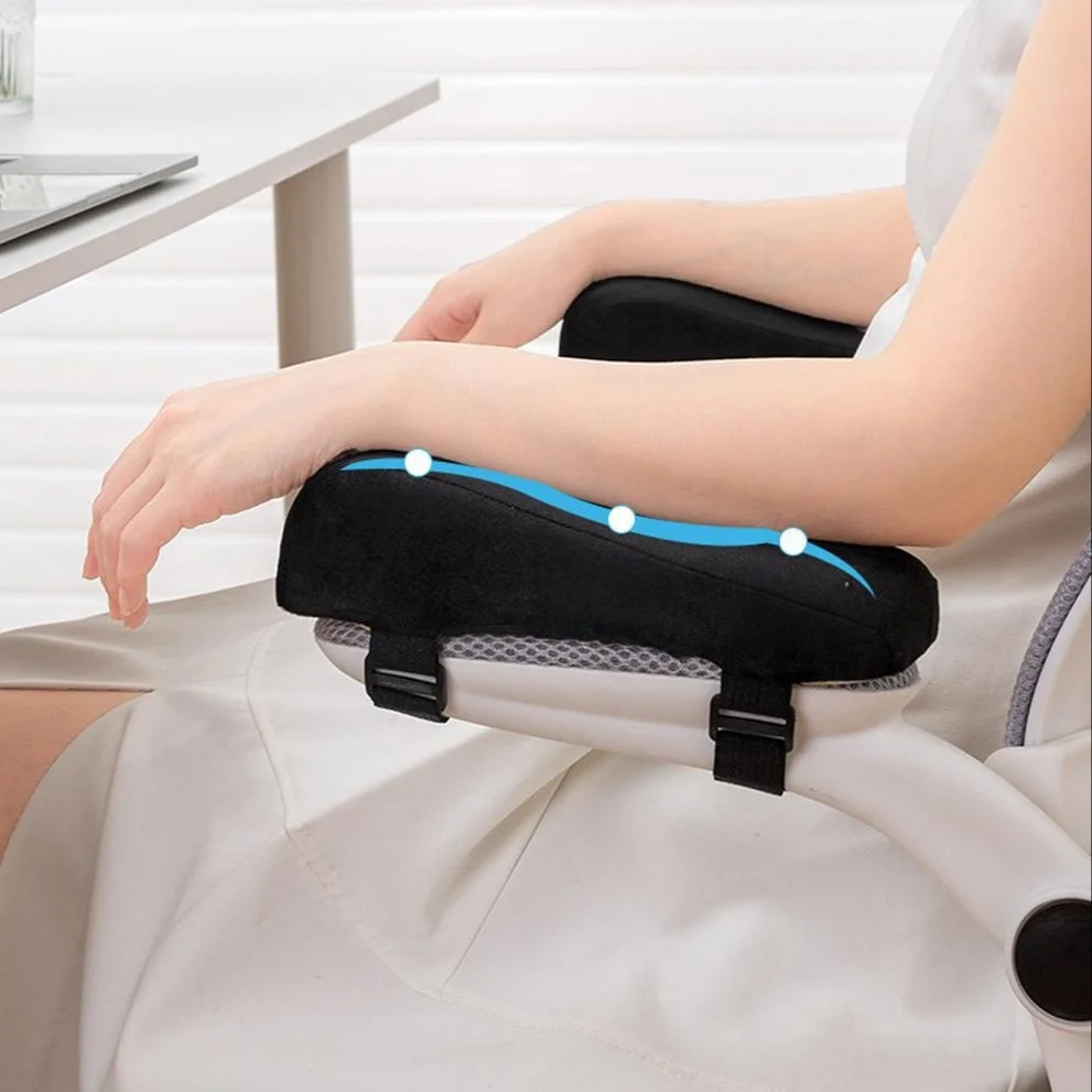 1-pair Office Chair Armrest Cushion Set | Soft Tie-On Armrest Pads for Desk Chairs | Ergonomic Support for Elbows & Wrists