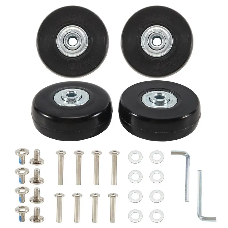 A21F-4Pcs Set Luggage Replacement Wheels 50Mm With 6Mm(0.24In) Bearings Repair Kits ABEC 608Zz For Suitcase And Inline Skate