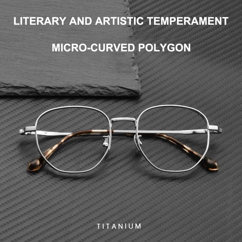 

Ultra-Light Semi-Titanium Glasses Frames For Men Retro Versatile Multi-Sided Eyeglasses Wide-Rimmed Business Casual Spectacles