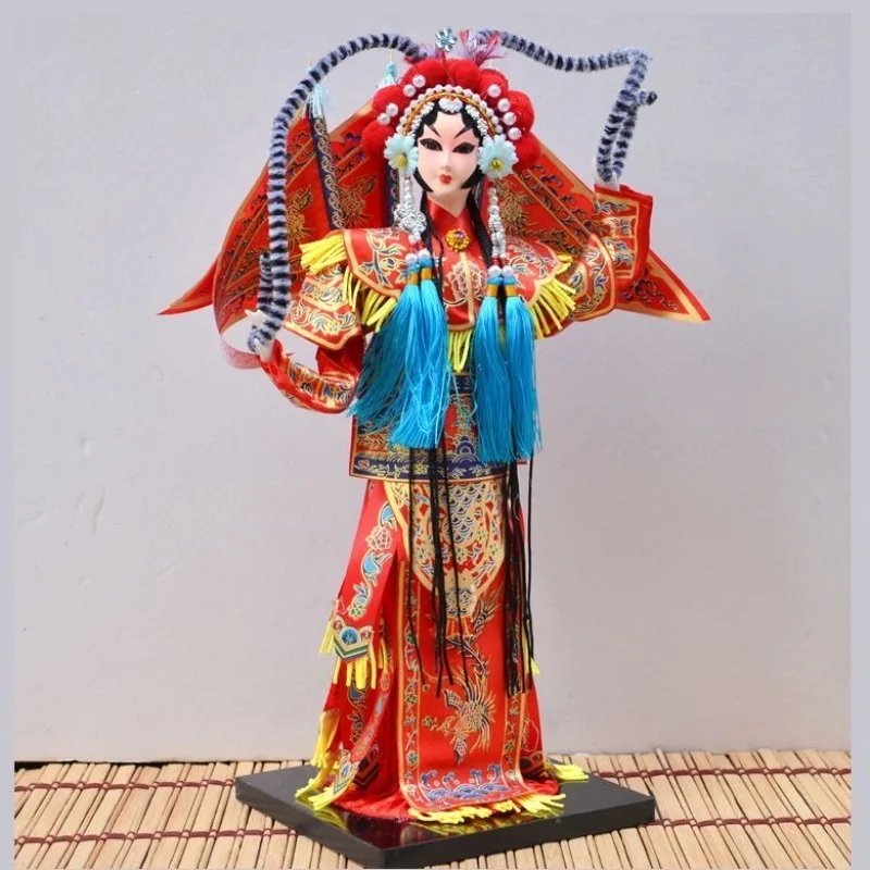 Chinese Style Peking Opera Doll Figurine Mu Guiying Handmade Ornament Collectible Craft for Women Stage Art Display Collectible
