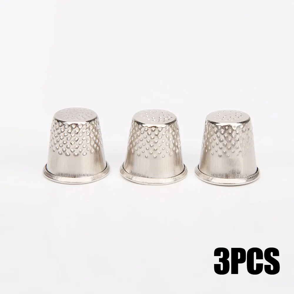 3Pcs Thimble Metal Sewing Thimbles Hand-working Tailor Pin Cushion Finger Protector Tool Needle Craft Household Sew Accessories