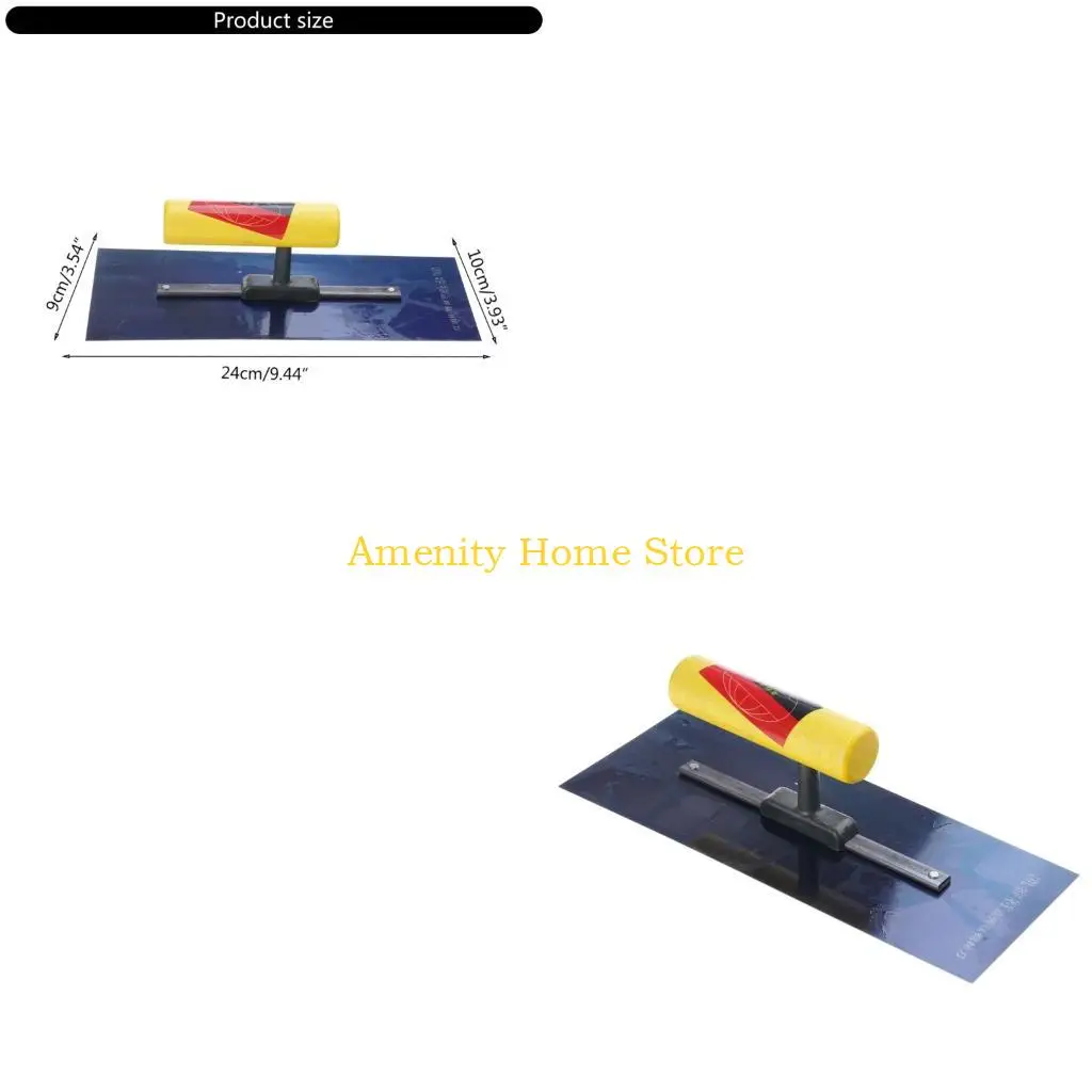 F26C Blue Steel Plastering Finishing Trowel Wooden Handle 24x10cm/9.45x3.94'' Float