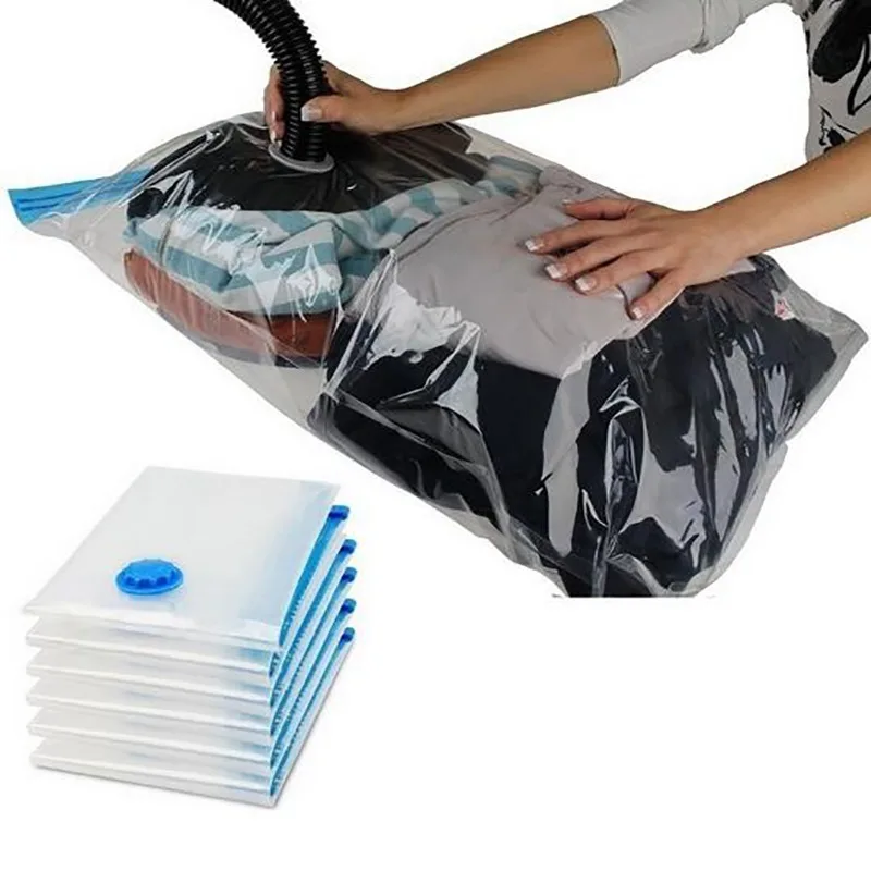 Home Vacuum Storage Bag For Clothes Quilt Storage Bag Transparent Border Foldable Compressed Organizer Saving Seal Packet Pouch