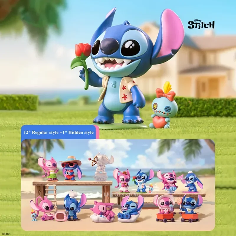 Cute Disney Figure Stitch Playdate Series Mystery Box Stitch Angel Action Figure Blind Box Collectible Model Desk Decor Toy Gift