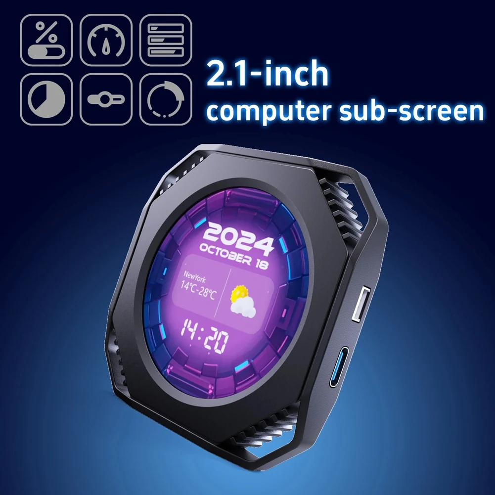T35C Dr21 Visual 2.1-Inch Usb Computer Diy Monitoring Dynamic Type C Secondary Screen Display Editable Water-Cooled Scree A