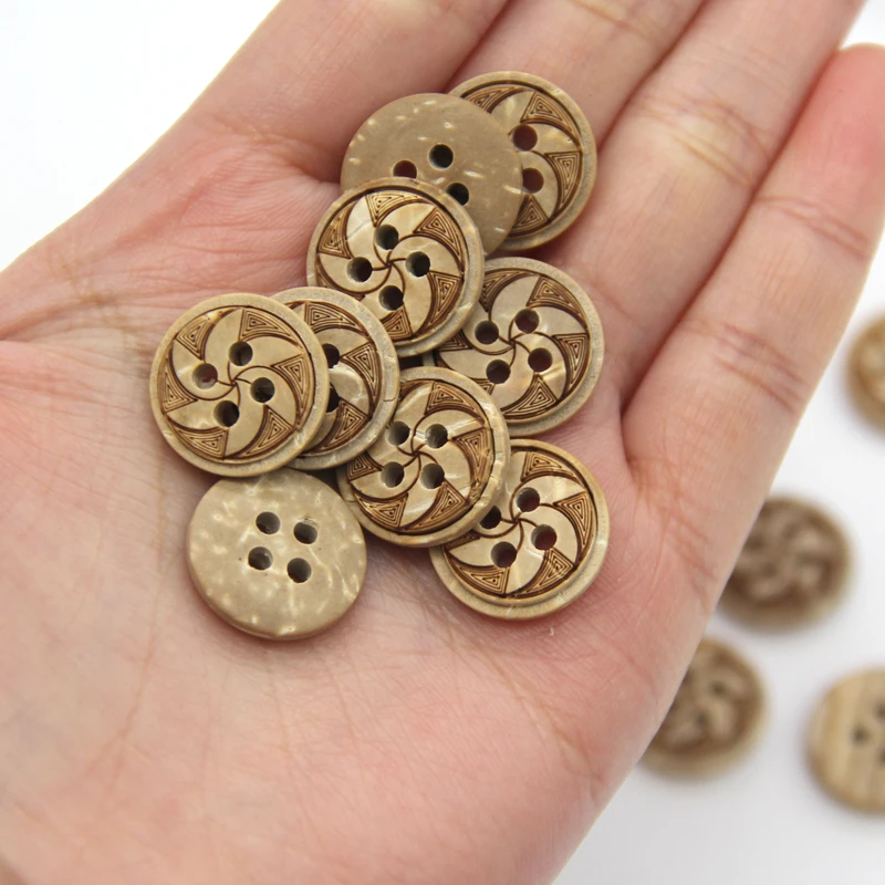 Natural Eco-friendly Windmill Carved Wooden Sewing Buttons For Children Scrapbooking Wood Decorative DIY Accessories Wholesale