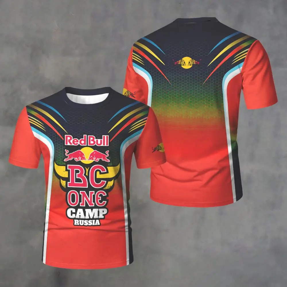Oracle Red Bull F1 Racing T-shirt Men Grey Red Stripe Print Quick Dry Short Sleeve Mobil 1 Motorsport Fan Top