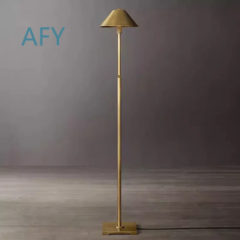 Bulk Adjustable Height All-Copper American Floor Lamp for Living Room Home Decor Art Lighting for Sofa Side Reading Lamp