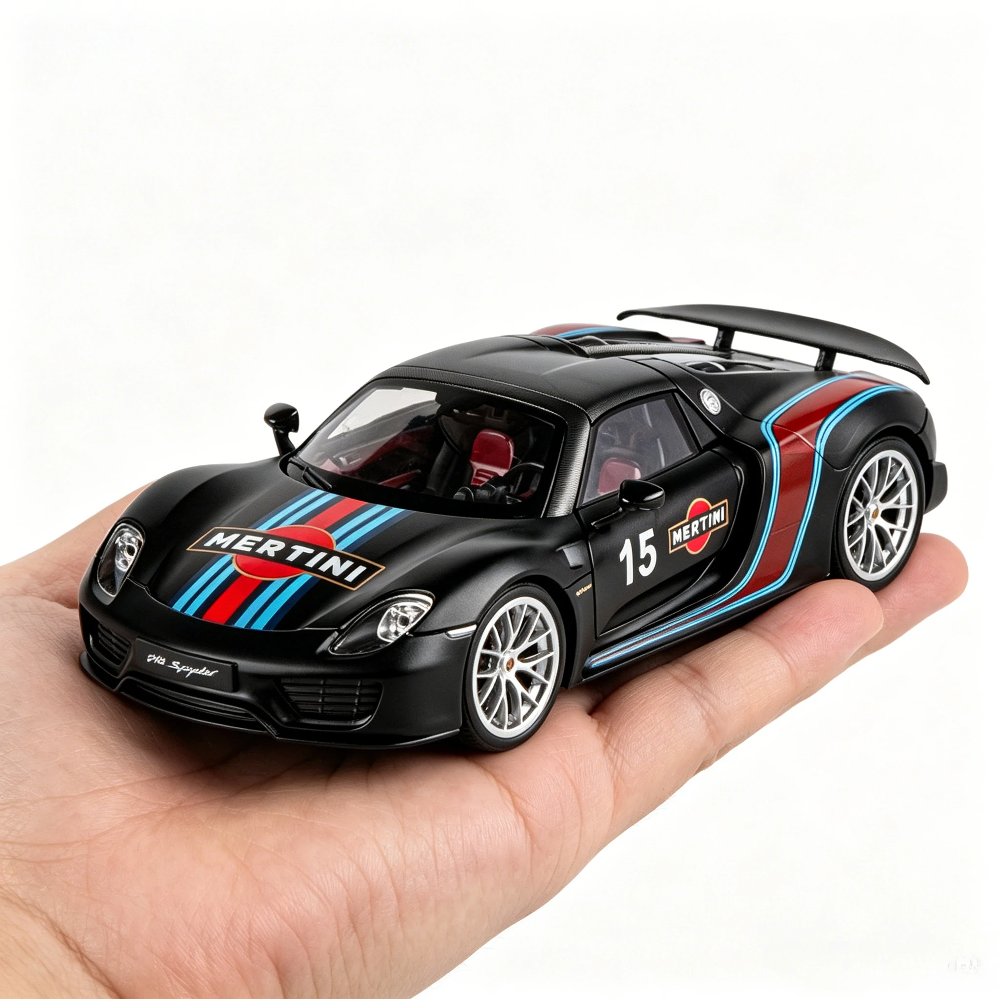 

1:18 918 Spyder Martini Alloy Sports Car Model Diecasts Metal Toy Racing Car Vehicles Model Simulation Sound and Light Kids Gift
