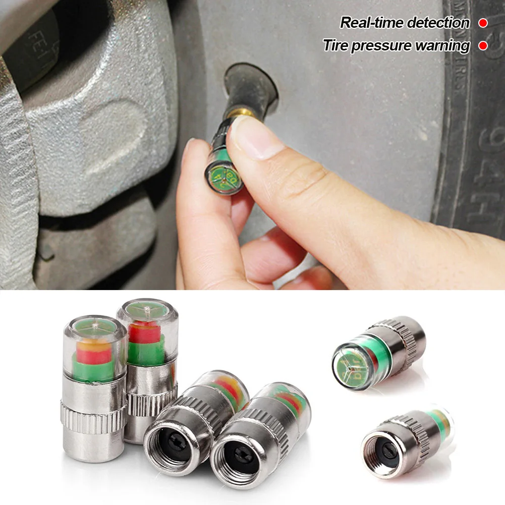 1/2/4pcs Car Tire Pressure Indicator Tire Pressure Gauge Indicator Alert Monitoring Valve Cap Sensor External Valve Detection