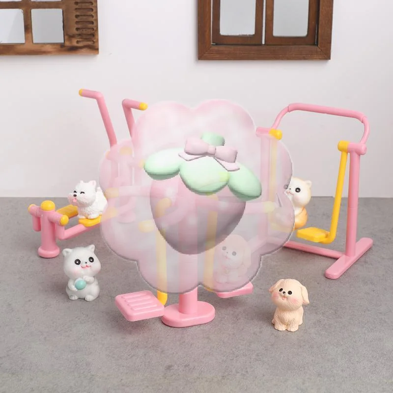 New Lifelike Miniature Pink Playground Fitness Set 1 Set Tiny Decor for Dollhouse DIY Mini Scene Display Home Ornaments