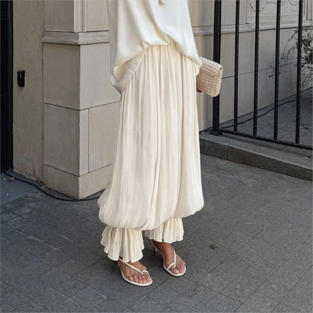 New French Women's Clothing Fashion Long Pants Elegant Casual Trousers Solid Color Simple Style Loose All-match Temperament Chic