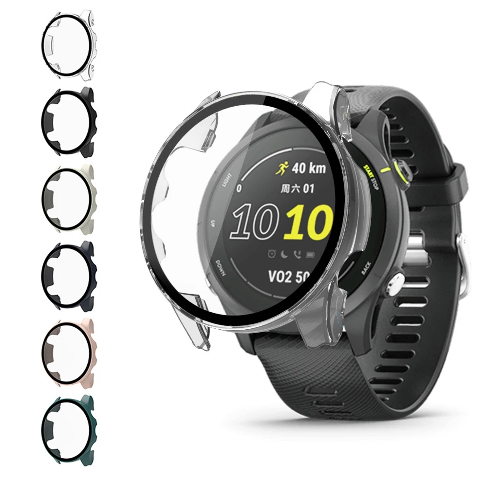 Hard Edge Shell Screen Glass Protector Film Case For Garmin Forerunner 955 Solar/255/255S Music Watch Protective Frame Cover