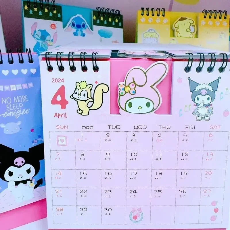 Calendar 2024 Sanrio Kuromi Hello Kitty Desktop Desk Ins Cartoon Calendar Calendar Mini Girl Heart Cute Ornament Office Supplies