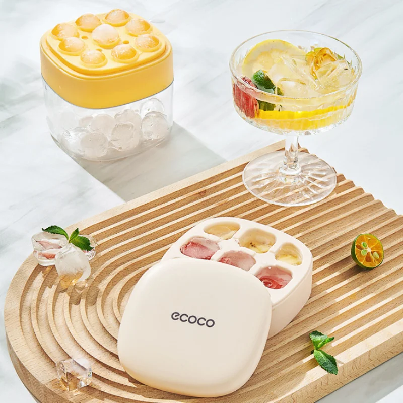 ECOCO Multigrid Silicone Ice Cube Home Refrigerator Ice Box Press with Cover Frozen Ice Mold Magic Tool Food Grade Mini Ice Grid