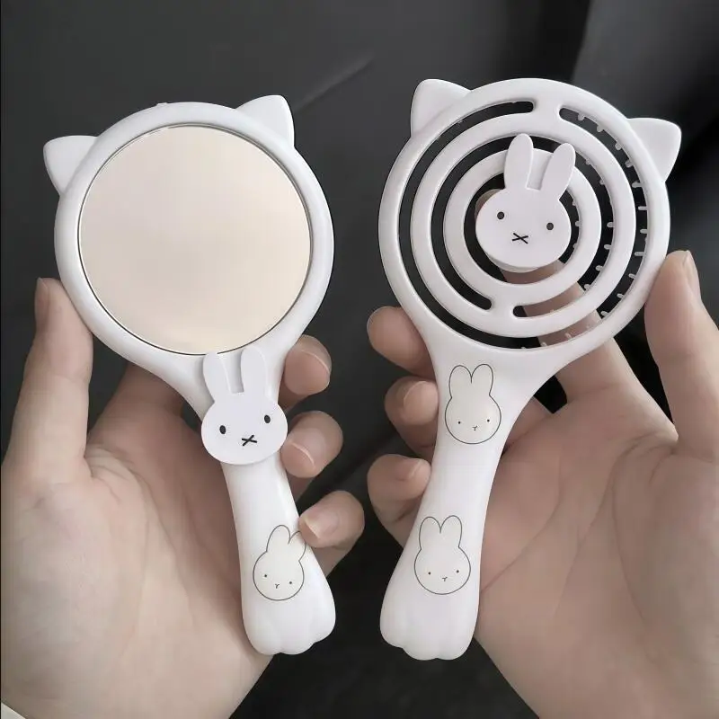 Kawaii Cartoon Miffy Rabbit Comb Compact and Portable Creative Peripherals Mini Hollow Massage Comb Mirror Friend Birthday Gift
