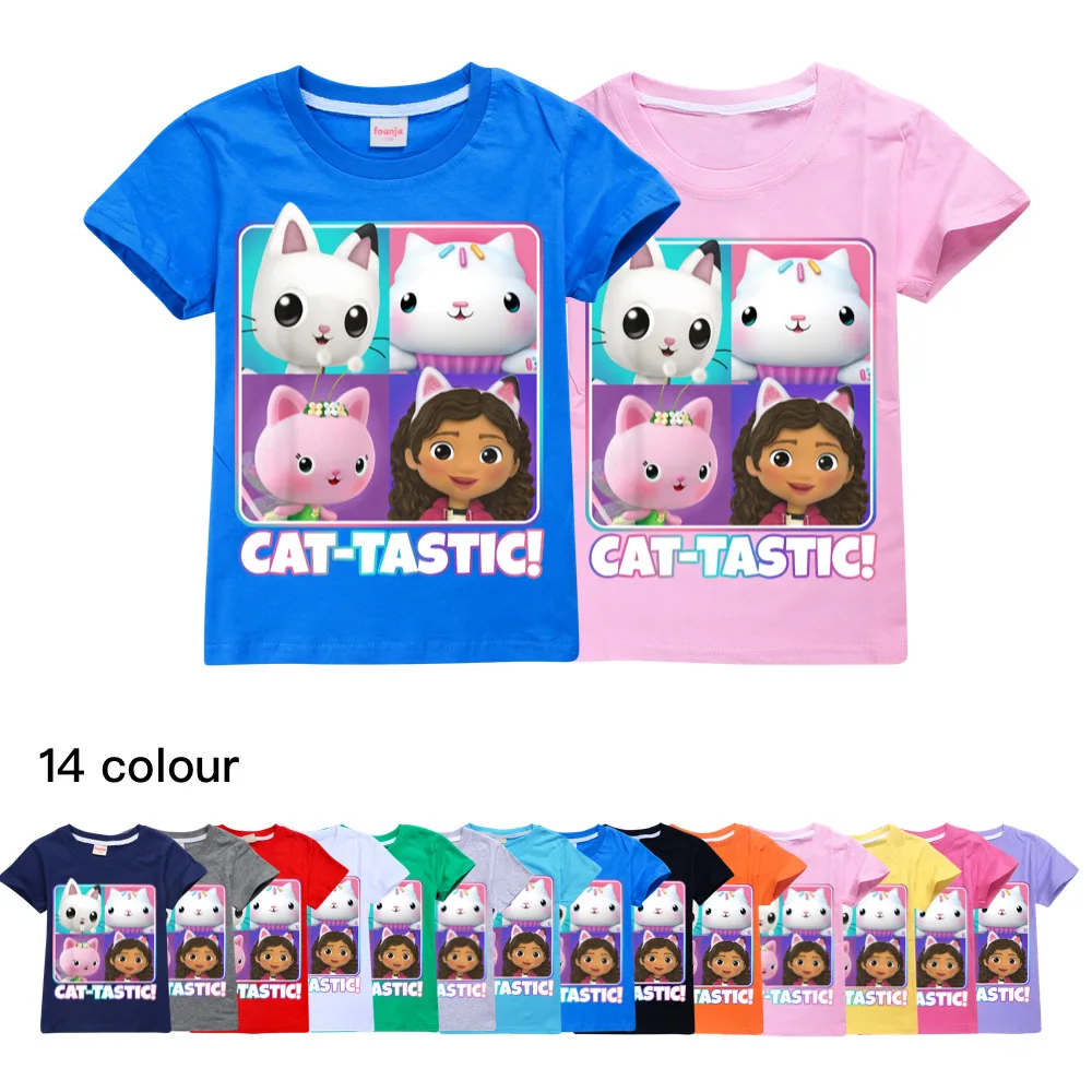 New Gabby Doolhouse T-shirt Kids Summer Tee Baby Girls Cartoon Gabi Chat Clothes Children Short Sleeve Tops Boys Casual T Shirts